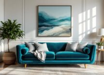 Divano moderno in un living elegante e sostenibile