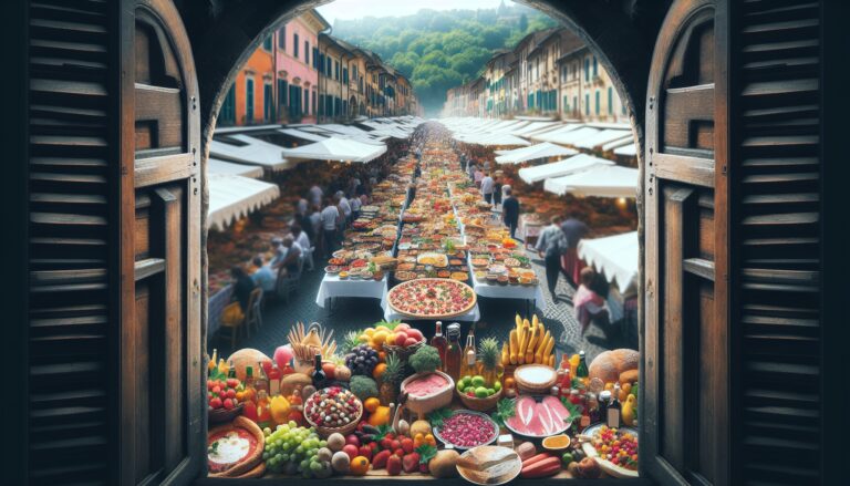 Immagine di un evento gastronomico in Italia con piatti tipici
